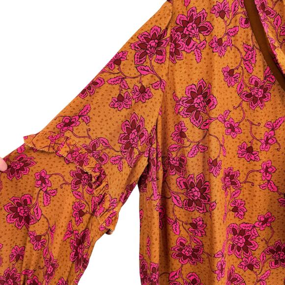 Jessica Simpson Plus NWT Penelope Floral Print Neck Tie Long Sleeve Top - Picture 5 of 12